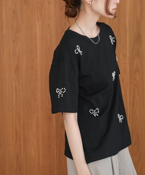 Bab(バブ)の「リボンパールTシャツ(Tシャツ/カットソー・レディース・ホワイト/ブラック/グレー・FREE)」の20枚目の写真