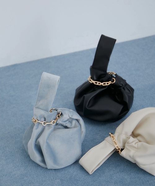 VIS（ビス）の「チェーン付きワンハンドルバッグ（ハンドバッグ・レディース・ブラック/サックスブルー/キナリ・FREE）」の5枚目の写真