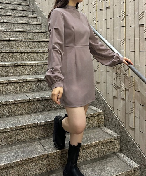 セール】ハイネックウエストタックミニワンピース（ワンピース