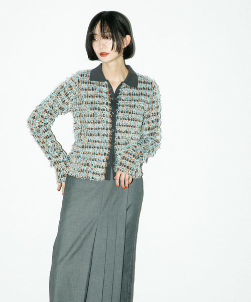 KBF（ケイビーエフ）の「ツイードフリンジニット（ニット/セーター・レディース・グレー系その他/ブルー系その他/ベージュ系その他・ONE）」の22枚目の写真