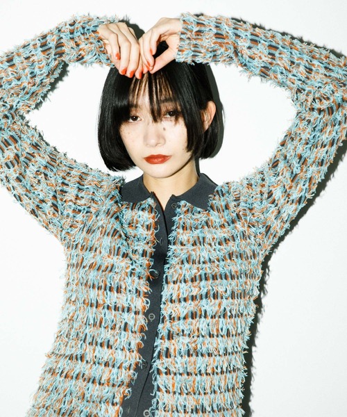 KBF（ケイビーエフ）の「ツイードフリンジニット（ニット/セーター・レディース・グレー系その他/ブルー系その他/ベージュ系その他・ONE）」の6枚目の写真