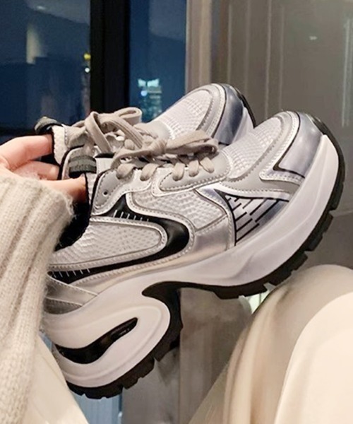 Futier land(フューティアランド)の「厚底スポーツスニーカー(スニーカー・レディース・シルバー・40/38/39/36/37)」の3枚目の写真