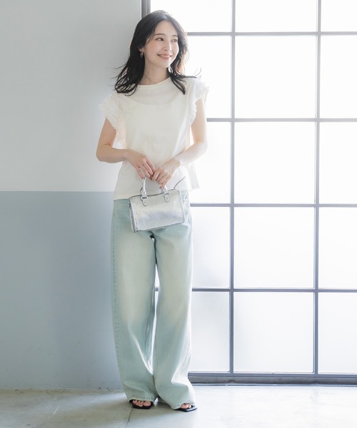 coca(coca)(コカ)の「【WEB限定セール】肩フリルトップス(Tシャツ/カットソー・レディース・ブラック/ホワイト・S/M/L)」の3枚目の写真