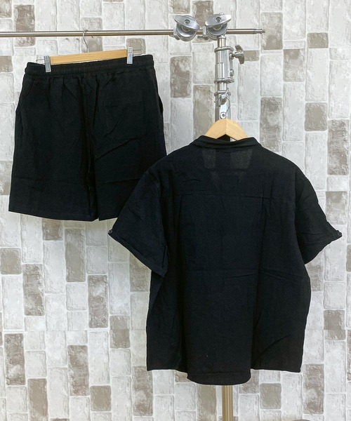 TopIsm（トップイズム）の「コットン無地　半袖オープンシャツとショーツのセットアップ（シャツ/ブラウス・メンズ・ベージュ/ホワイト/グレー/カーキ/ブラック・M/L）」の17枚目の写真