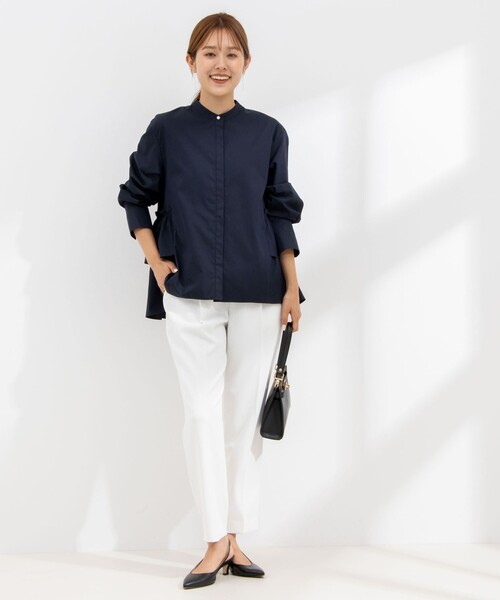 NOLLEY’S Sophi(ノーリーズソフィ)の「ペプラムシャツブラウス(シャツ/ブラウス・レディース・ネイビー/ホワイト/サックスブルー・38)」の5枚目の写真