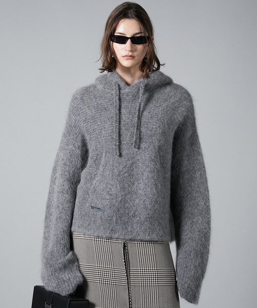 PRANK PROJECT（プランクプロジェクト）の「カシゴラニットフーディ / Cashgora Knit Hoodie（パーカー・レディース・グレー/ピンク/ホワイト・FREE）」の3枚目の写真