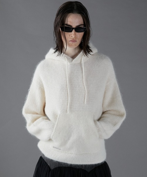 PRANK PROJECT（プランクプロジェクト）の「カシゴラニットフーディ / Cashgora Knit Hoodie（パーカー・レディース・グレー/ピンク/ホワイト・FREE）」の2枚目の写真