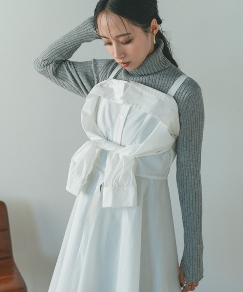 VANNIE U(ヴァニーユー)の「イレギュラーヘムオフショルミニワンピース(シャツワンピース・レディース・ブラック/ホワイト・FREE)」の14枚目の写真