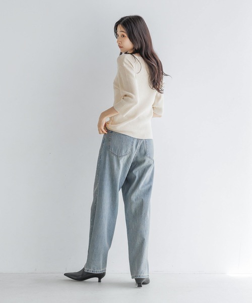 LOWRYS FARM（ローリーズファーム）の「アシメリブ５Ｓ 139013（ニット/セーター・レディース・アイボリー/ブラック/ピンク・FREE）」の8枚目の写真