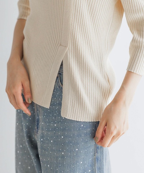 LOWRYS FARM（ローリーズファーム）の「アシメリブ５Ｓ 139013（ニット/セーター・レディース・アイボリー/ブラック/ピンク・FREE）」の10枚目の写真