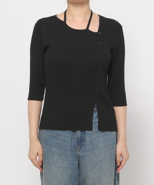 LOWRYS FARM（ローリーズファーム）の「アシメリブ５Ｓ 139013（ニット/セーター・レディース・アイボリー/ブラック/ピンク・FREE）」の16枚目の写真