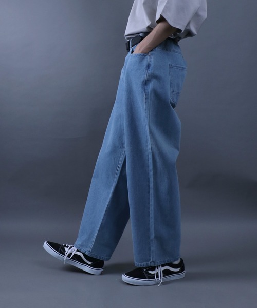 ANPAS（アンパス）の「Wide Tapered Denim Pants/ワイドテーパード デニムパンツ ワイド（デニムパンツ・メンズ・インディゴブルー/ケミカルウォッシュ/ブラック/グレー/ワンウォッシュ・M/L/LL）」の3枚目の写真
