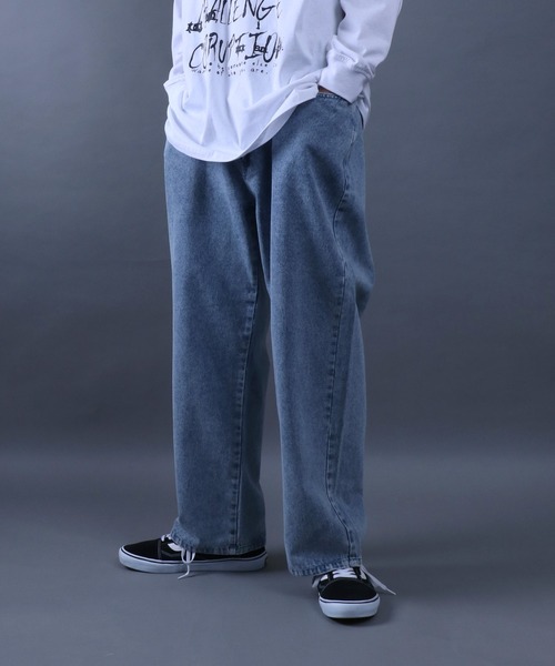ANPAS（アンパス）の「Wide Tapered Denim Pants/ワイドテーパード デニムパンツ ワイド（デニムパンツ・メンズ・インディゴブルー/ケミカルウォッシュ/ブラック/グレー/ワンウォッシュ・M/L/LL）」の5枚目の写真