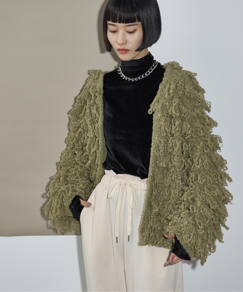 2wayループシャギーニットカーディガン