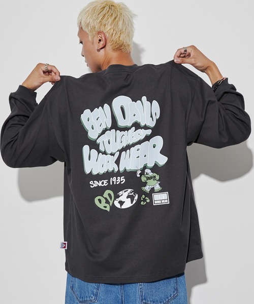 BEN DAVIS（ベンデイビス）の「∴WEGO/別注ベンデイビスプランプロゴT（Tシャツ/カットソー・メンズ・ホワイト/スミクロ/ライトグレー/ブラック・LARGE/MEDIUM/SMALL）」の4枚目の写真