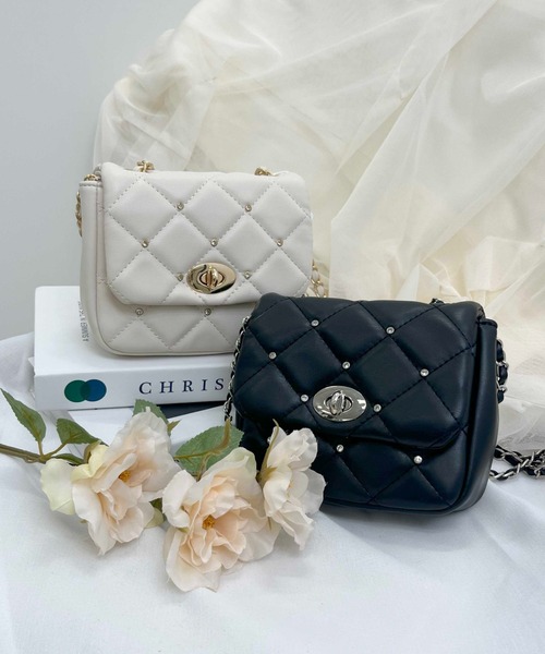 INGNI(イング)の「ビジューキルティングミニショルダー(ショルダーバッグ・レディース・オフホワイト/ブラック・ONE SIZE)」の3枚目の写真