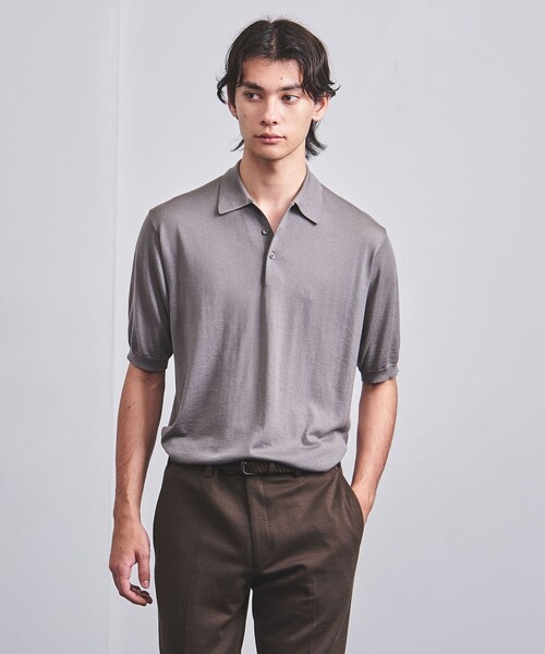 UNITED ARROWS（ユナイテッドアローズ）の「ウール ハイゲージ ニット ポロシャツ -ウォッシャブル-（ポロシャツ・メンズ・オフホワイト/ネイビー/モカ・M/S/L/XL）」の2枚目の写真