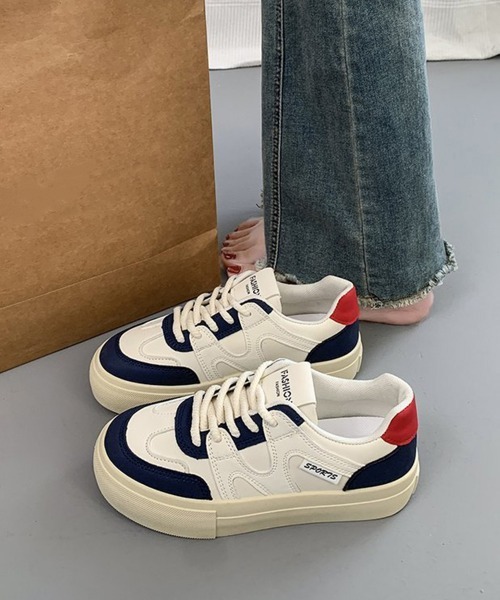 Miniministore（ミニミニストア）の「厚底スニーカー レースアップローカット靴（スニーカー・レディース・ネイビー/グレー・22.5cm/23.0cm/23.5cm/24.0cm/24.5cm）」の8枚目の写真
