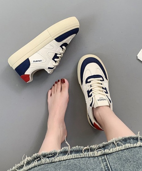 Miniministore（ミニミニストア）の「厚底スニーカー レースアップローカット靴（スニーカー・レディース・ネイビー/グレー・22.5cm/23.0cm/23.5cm/24.0cm/24.5cm）」の9枚目の写真