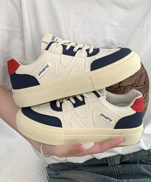 Miniministore（ミニミニストア）の「厚底スニーカー レースアップローカット靴（スニーカー・レディース・ネイビー/グレー・22.5cm/23.0cm/23.5cm/24.0cm/24.5cm）」の10枚目の写真