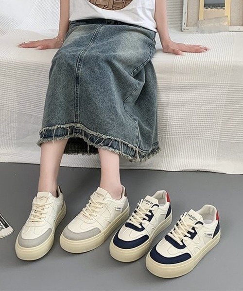 Miniministore（ミニミニストア）の「厚底スニーカー レースアップローカット靴（スニーカー・レディース・ネイビー/グレー・22.5cm/23.0cm/23.5cm/24.0cm/24.5cm）」の11枚目の写真