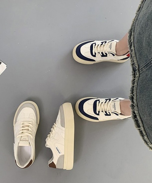 Miniministore（ミニミニストア）の「厚底スニーカー レースアップローカット靴（スニーカー・レディース・ネイビー/グレー・22.5cm/23.0cm/23.5cm/24.0cm/24.5cm）」の13枚目の写真