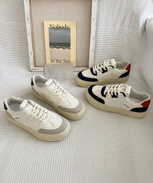 Miniministore（ミニミニストア）の「厚底スニーカー レースアップローカット靴（スニーカー・レディース・ネイビー/グレー・22.5cm/23.0cm/23.5cm/24.0cm/24.5cm）」の14枚目の写真