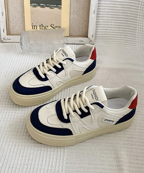 Miniministore（ミニミニストア）の「厚底スニーカー レースアップローカット靴（スニーカー・レディース・ネイビー/グレー・22.5cm/23.0cm/23.5cm/24.0cm/24.5cm）」の16枚目の写真