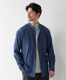 デニムバンドカラーシャツ