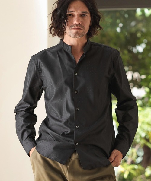 ms5819-カチオンジャガードスキッパーシャツ(シャツ/ブラウス)|CAMBIO(カンビオ) ms5819-カチオンジャガードスキッパーシャツ(シャツ/ブラウス)|CAMBIO(カンビオ)