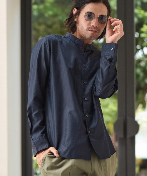 ms5819-カチオンジャガードスキッパーシャツ(シャツ/ブラウス)|CAMBIO(カンビオ) ms5819-カチオンジャガードスキッパーシャツ(シャツ/ブラウス)|CAMBIO(カンビオ)