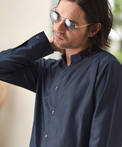 ms5819-カチオンジャガードスキッパーシャツ(シャツ/ブラウス)|CAMBIO(カンビオ) ms5819-カチオンジャガードスキッパーシャツ(シャツ/ブラウス)|CAMBIO(カンビオ)