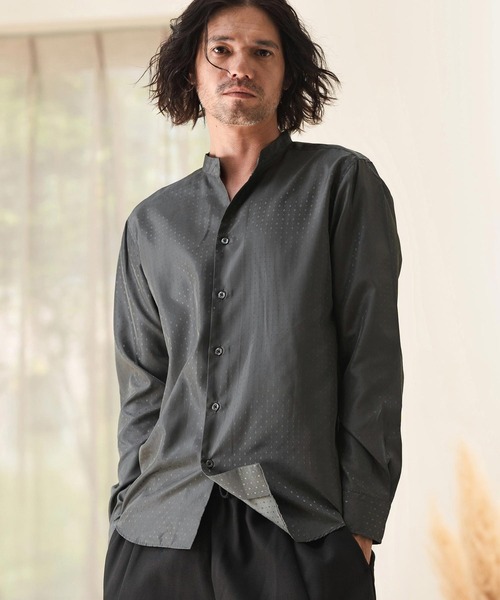 ms5819-カチオンジャガードスキッパーシャツ(シャツ/ブラウス)|CAMBIO(カンビオ) ms5819-カチオンジャガードスキッパーシャツ(シャツ/ブラウス)|CAMBIO(カンビオ)