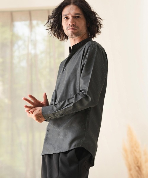 ms5819-カチオンジャガードスキッパーシャツ(シャツ/ブラウス)|CAMBIO(カンビオ) ms5819-カチオンジャガードスキッパーシャツ(シャツ/ブラウス)|CAMBIO(カンビオ)