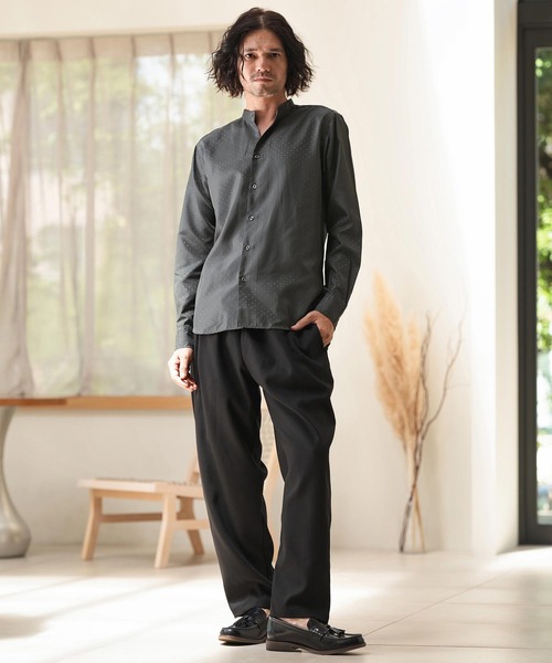 ms5819-カチオンジャガードスキッパーシャツ(シャツ/ブラウス)|CAMBIO(カンビオ) ms5819-カチオンジャガードスキッパーシャツ(シャツ/ブラウス)|CAMBIO(カンビオ)