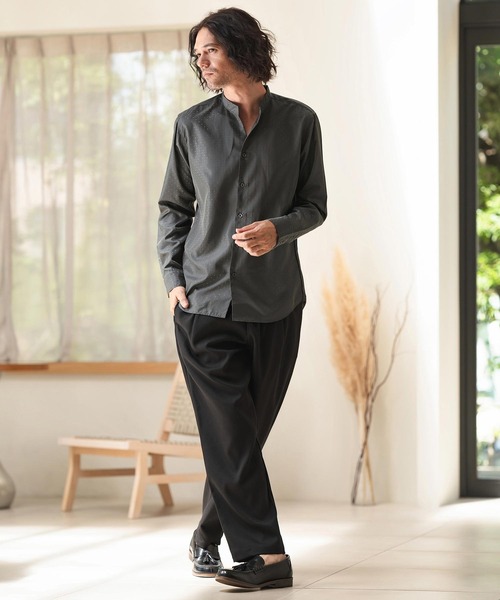 ms5819-カチオンジャガードスキッパーシャツ(シャツ/ブラウス)|CAMBIO(カンビオ) ms5819-カチオンジャガードスキッパーシャツ(シャツ/ブラウス)|CAMBIO(カンビオ)