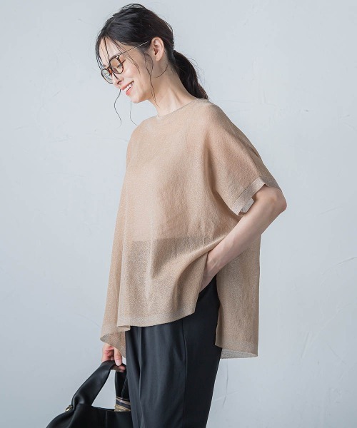 LAUTREAMONT(ロートレアモン)の「【WEB別注】シアーラメニット≪手洗い可能≫(ニット/セーター・レディース・オフホワイト/キャメル/ブラック・11号/9号)」の3枚目の写真
