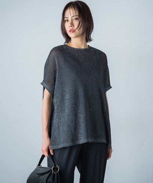 LAUTREAMONT(ロートレアモン)の「【WEB別注】シアーラメニット≪手洗い可能≫(ニット/セーター・レディース・オフホワイト/キャメル/ブラック・11号/9号)」の20枚目の写真