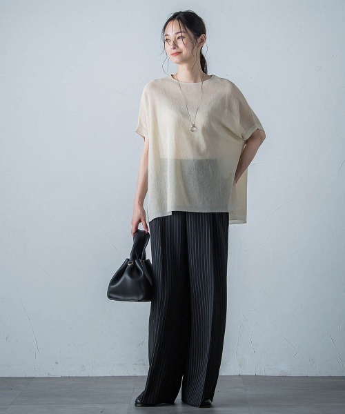 LAUTREAMONT(ロートレアモン)の「【WEB別注】シアーラメニット≪手洗い可能≫(ニット/セーター・レディース・オフホワイト/キャメル/ブラック・11号/9号)」の6枚目の写真