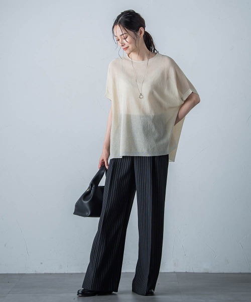 LAUTREAMONT(ロートレアモン)の「【WEB別注】シアーラメニット≪手洗い可能≫(ニット/セーター・レディース・オフホワイト/キャメル/ブラック・11号/9号)」の7枚目の写真