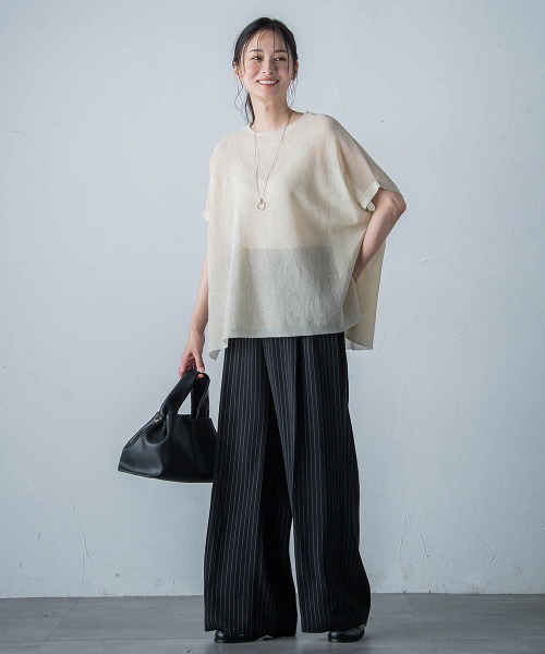 LAUTREAMONT(ロートレアモン)の「【WEB別注】シアーラメニット≪手洗い可能≫(ニット/セーター・レディース・オフホワイト/キャメル/ブラック・11号/9号)」の8枚目の写真