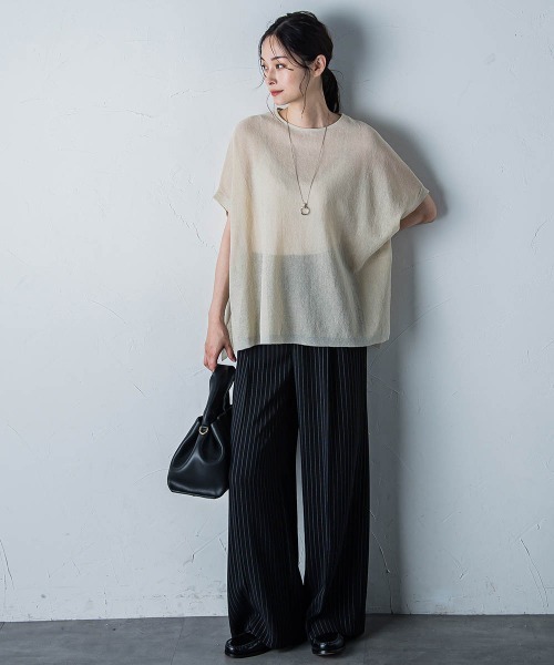 LAUTREAMONT(ロートレアモン)の「【WEB別注】シアーラメニット≪手洗い可能≫(ニット/セーター・レディース・オフホワイト/キャメル/ブラック・11号/9号)」の11枚目の写真