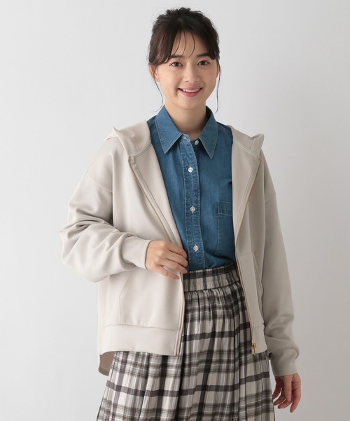 GLOBAL WORK Smile Seed Store（グローバルワーク スマイルシードストア）の「上品ジップパーカー/129661（カーディガン/ボレロ・レディース・ブラック/ベージュ/アイボリー/チャコール・SMALL/MEDIUM/LARGE/X-LARGE）」の2枚目の写真