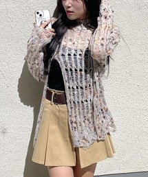 アシンメトリーダメージシアーレイヤードニット