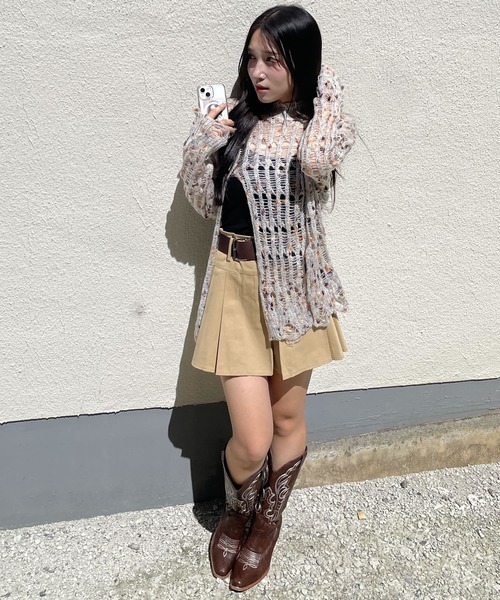 madrepadre（マドレパドレ）の「アシンメトリーダメージシアーレイヤードニット（ニット/セーター・レディース・ブルー/ブラウン・FREE）」の5枚目の写真