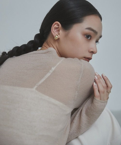 hunch(ハンチ)の「【WEB限定/別注】ラメライン入り ウールミックス シアーニット(ニット/セーター・レディース・ライトベージュ/ブラック/カーキ/アッシュグレー/レッド・FREE)」の6枚目の写真