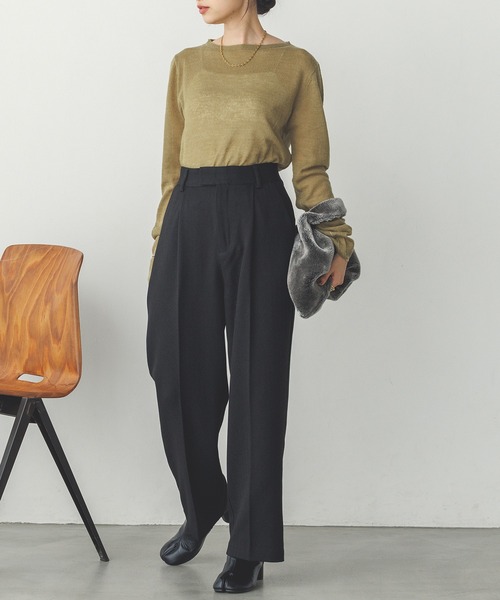 hunch(ハンチ)の「【WEB限定/別注】ラメライン入り ウールミックス シアーニット(ニット/セーター・レディース・ライトベージュ/ブラック/カーキ/アッシュグレー/レッド・FREE)」の19枚目の写真