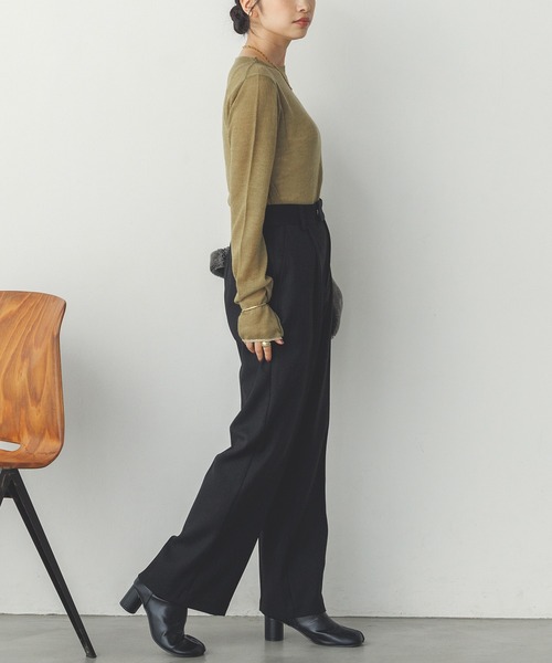 hunch(ハンチ)の「【WEB限定/別注】ラメライン入り ウールミックス シアーニット(ニット/セーター・レディース・ライトベージュ/ブラック/カーキ/アッシュグレー/レッド・FREE)」の20枚目の写真