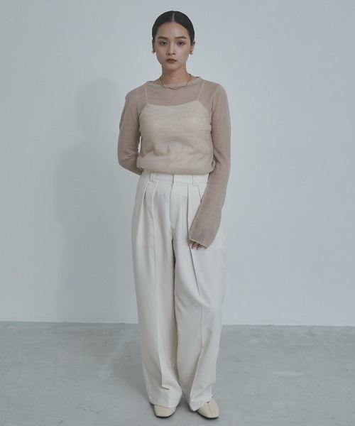 hunch(ハンチ)の「【WEB限定/別注】ラメライン入り ウールミックス シアーニット(ニット/セーター・レディース・ライトベージュ/ブラック/カーキ/アッシュグレー/レッド・FREE)」の8枚目の写真