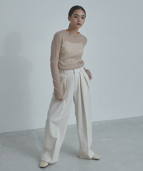 hunch(ハンチ)の「【WEB限定/別注】ラメライン入り ウールミックス シアーニット(ニット/セーター・レディース・ライトベージュ/ブラック/カーキ/アッシュグレー/レッド・FREE)」の9枚目の写真